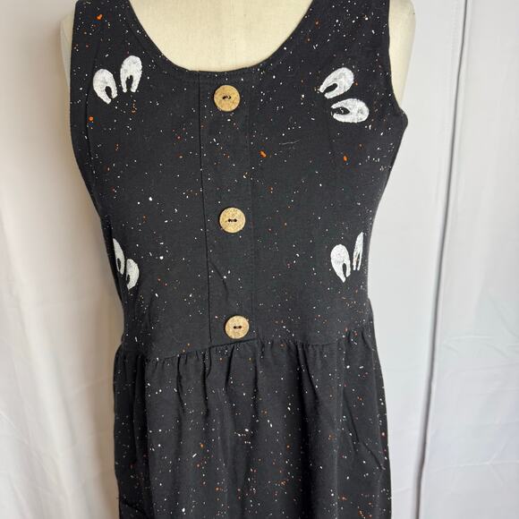L.A. Artwear Handmade Halloween Maxi Dress Ghost Eyes Pumpkin Print Small/Medium - Picture 4 of 8